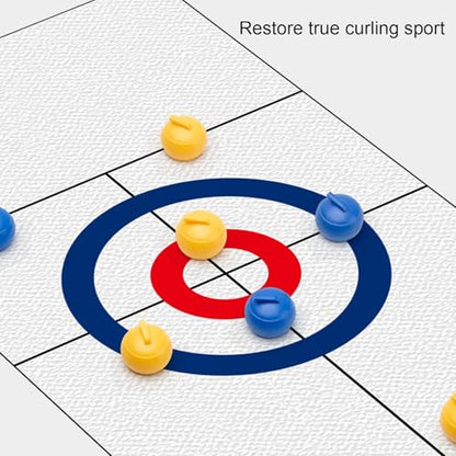 Asixxsix Tabletop Curling Game, Portable Board Game with Foldable Mat and 16 x Balls, Family Set for Home & Outdoor Fun Indoor Table