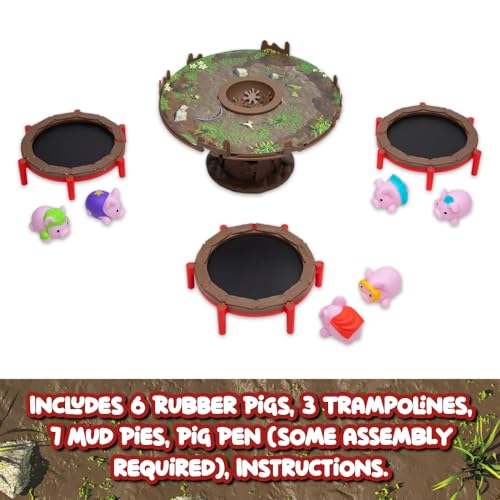 Pigs on Trampolines Board Games – Family Game, Kids Games, Multi-Player, Board Games for Family Night, Preschool Toys, The Muddiest Pig Wins The Game, Hand-Eye-Coordination Game, Ages 6+ - style: Pigs on Trampolines