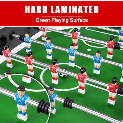 Full Size Foosball Table, Table Soccer Set with 2 Footballs, Score Keeper, Solid and Sturdy Legs, Football Table for Home, Family