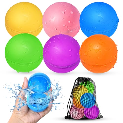 Smirodi 6 Pcs Reusable Water Balloons, Pool Beach Water Toys for Boys and Girls, Summer Toys for Kids Ages 3-12, Magnetic Water Ball for Outdoor Activities - size: 6 PCS