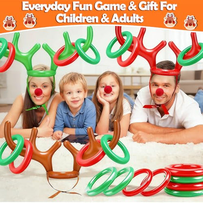 3 Pack Easter Inflatable Easter Games Set, 18 Pieces Inflatable Reindeer Antler Ring Toss Party Game for Kids Adults Family, Indoor Outdoor Ring Toss Toys Gifts Easter Party Favors Carnival Games - style: style 2