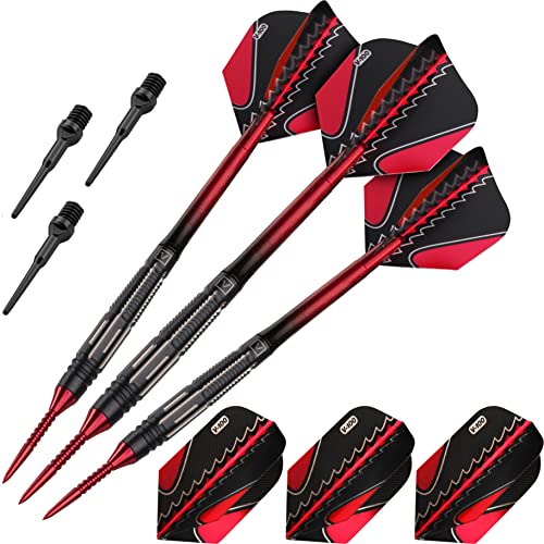 Viper Black Flux 90% Tungsten Conversion Darts, Professional Darts Steel Tip and Soft Tip Dart Set for Sisal and Electronic Dartboards, 20 Grams - color: Red