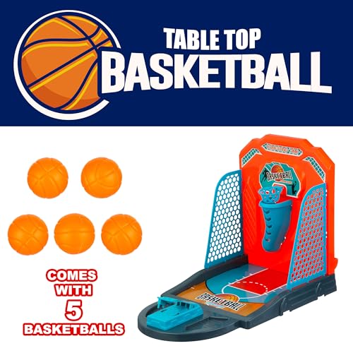 Tabletop Basketball Game - Mini Desktop Basketball Hoop for Office, Work | Mini Desktop Basketball Hoop for Office, Work & Travel. Desk Game Toy Collection. Fun Office Basketball for Kids, Adults - style: Basketball