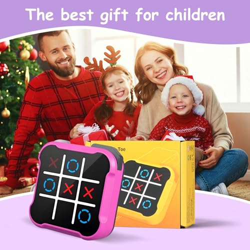 Tic Tac Toe, 4 in 1 Handheld Educational Game Machine, Electronic Tic Tac Toe Game for Education and Memory Growth, Home, Toy Board Game for Kids and Adults (Purple) - color: Purple