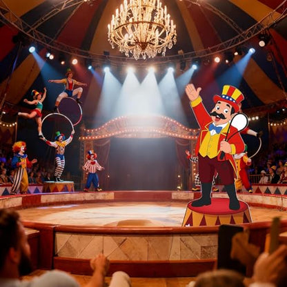 3.93 Ft Carnival Leader Cardboard Cutout Stand Up Circus Theme Party Decorations Life Size Large Carnival Clown Themed Birthday Party Decoration Backdrop for Photo Props Party Supplies - size: 1.84 x 3.93 feet/ 56.1 x 120 cm