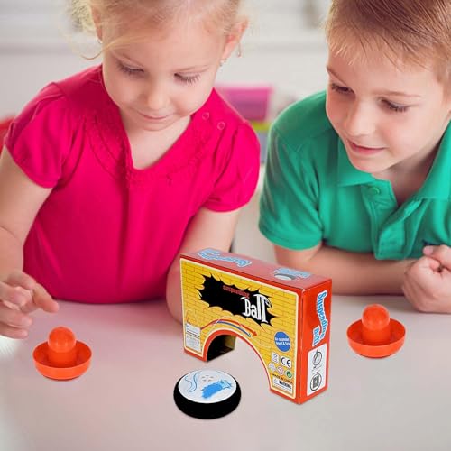 Air Hockey Hover Puck,Elektrisch Schwebendes Hockey Set Mit 2 Roten Air Hockeys Schiebern,Floating Air Hockey Game,Mini Electric Hover Puck,Portable Hover Disc Table Toy for Kids Adults Family