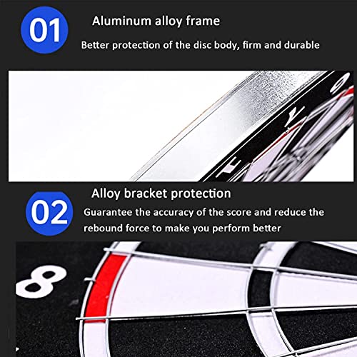 18-Inch Wall Mounted Dart Boards Set, Steel Tip Dart, Alloy Stand Protection Dartboard with 6 Needle Dart， for Adults Kids
