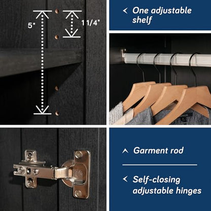 Sauder Miscellaneous Storage Armoire with Drawers, Raven Oak Finish - color: Raven Oak Finish