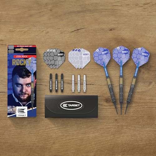 Target Darts Josh Rock Soft Tip Darts, 18G Brass Darts, | Pixel Soft Tips, Player Edition Darts with Fixed Black Plastic Tips, Professional Darts Accessories & Darts Case