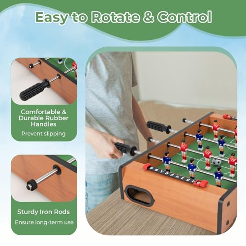 Giantex 20" Foosball Table, Easily Assemble Wooden Mini Foosball Table Top w/Footballs, Soccer Table for Arcades, Game Room, Bars, Parties, Family Night