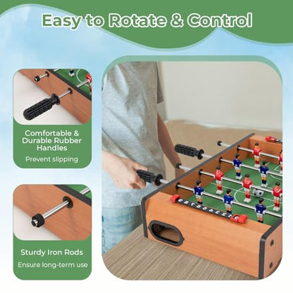KOTEK Tabletop Foosball Table, 20-Inch Soccer Table Game with 2 Balls & Score Keepers, Portable Football Game Table for Kids, Family Night, Compact for Game Room, Arcades, Bars, Parties