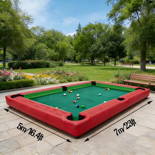 Snookball Giant Inflatable Soccer Pool Table Football Pool Pitch Billiards Inflatable Football Billiard Game with PVC Mat, Air Blower, 16 Balls for Party, Event - size: 7*5m