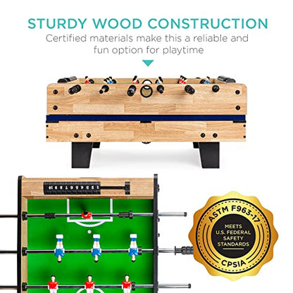 Best Choice Products Multi-Game Table Series – Interactive Game Tables for Kids with Foosball, Air Hockey, Billiards, Ping Pong & More | Childrens - color: 4-in-1 Natural