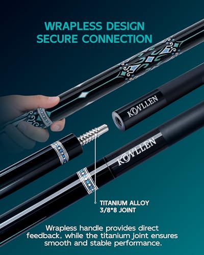 KONLLEN Carbon Fiber Pool Cue 2.0, 58-inch Low Deflection Billiard Stick for Adults with 12.5mm Tip and Pro Taper - color: 020 AK-15WBF 2.0-blue