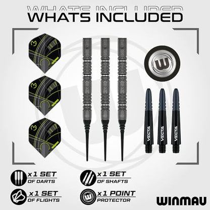 Winmau Darts - Michael Van Gerwen | Mike Maloney | Leonard Gates - Professional Players - Soft Tip Darts - Includes Dart Flights and Shafts - size: 18G
