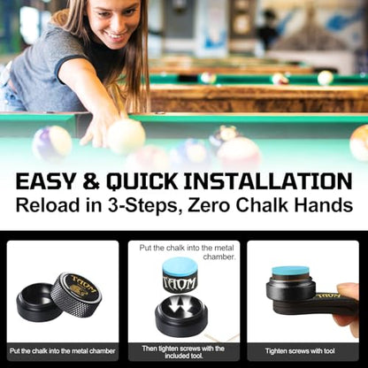 Banly Round Pool Chalk Holder - Portable Pool Cue Chalk Holder, Magnetic Mini Chalk Holder Pool Billiards, Pool Cue Chalk Case Container, Silicone Clip for Magnetic Mini Chalk Holders