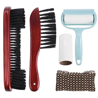 PATIKIL Pool Table Cleaning Brush Set, Billiards Table Brush Rail Brush Cue Cleaning Cloth Sticky Lint Roller & Spare Core Pool Table Clean Kit - color: Wine Red