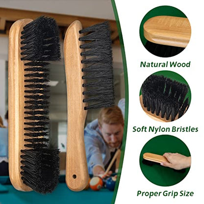 Adhafera Pool Table Brush Cleaner Kit, Brush Made of Pure Solid Wood and Nylon Bristle, Snooker Accessories for Snooker Table - color: Burlywood-3-tool
