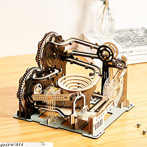 3D Wooden Puzzles Marble Run Set - Mechanical Model Kits with Motor, Brainteaser and Puzzle for Christmas/Birthday,Gifts for Adults and Teens to Build Combination - style: Marble