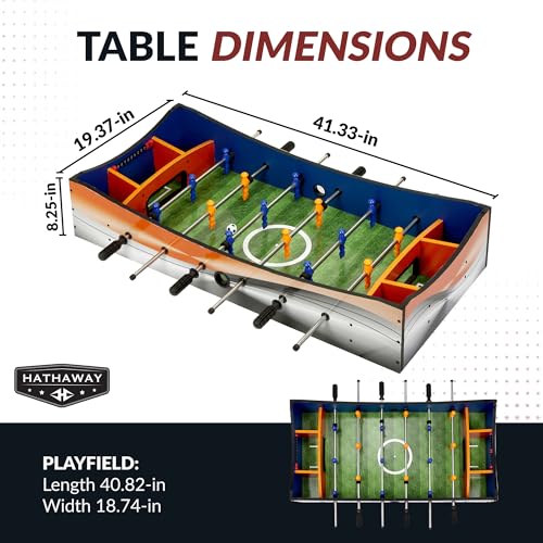 Hathaway Revolver 4 in 1 Multi Game Tabletop - 40-in Tabletop Games Set with Ping Pong, Glide Hockey, Finger Football, and Foosball Table for Family - Multi Game Table with Full Accessories