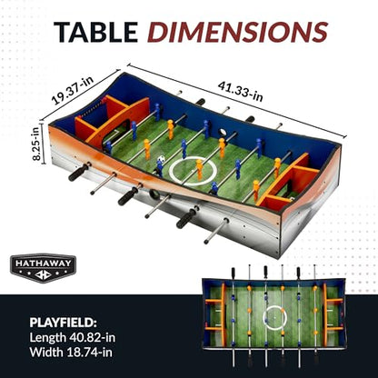 Hathaway Revolver 4 in 1 Multi Game Tabletop - 40-in Tabletop Games Set with Ping Pong, Glide Hockey, Finger Football, and Foosball Table for Family - Multi Game Table with Full Accessories