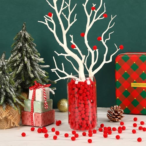 SEPGLITTER 1000 Pcs Mini Christmas Red Pom Poms Puff Balls for Crafts | 1cm Mini Size, Red Puff Balls, DIY Crafts Making, Handmade Projects, Halloween Valentines Party Supplies Decorations - style: Red Style