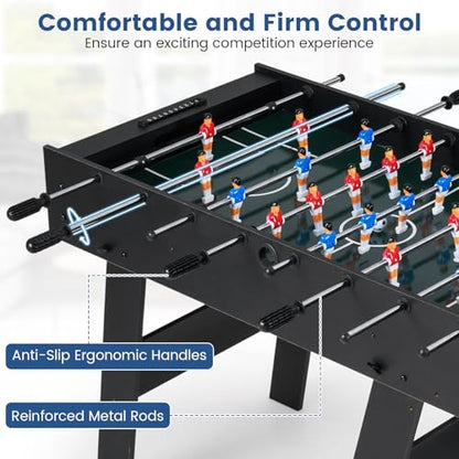 Goplus Folding Foosball Table, 48'' Full Competition Size Freestanding Soccer Game Table with 22 Players, 2 Balls, Space-Saving Foldable Arcade Table for Adults Family Game Night - color: Black