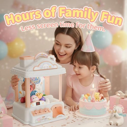 Large Snow Bear Claw Machine for Kids, Arcade Prize Grabber with 30 Starter Prizes, 3-Joystick Controls, Lights and Music, Gift for Ages 3 and Up