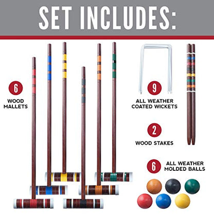 Franklin Sports Portable Backyard Croquet Sets - Complete 4 + 6 Player Croquet Sets with Mallets, Croquet Balls + Wickets Included - Outdoor Family Lawn Game Sets - style: Family