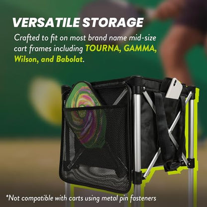 Racket Pets The Ball Tote - Replacement Bag for Tennis and Pickleball Pro Teaching Cart Hopper, Large Tote Bag For 150 Tennis Balls or 100 Pickleballs, Frame Not Included, (Black)
