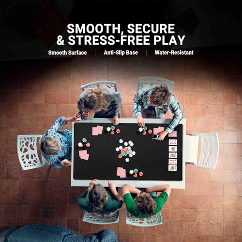 Board Game Mat TGC MTG Table Top Board Game Playmat for Card Gaming RPG, Dice Games, Water Resistant with Carry Storage Case 24 x 48 Inches, Black - color: Black