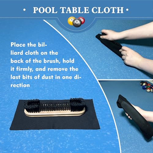 LAKINGO Pool Table Brush Set for Felt, 12 Kit Billiard Table Cleaning Accessories with 2 Wood Brush, 4 Ferrule Polish Cloths, Cue Shaft Cleaner Cloth, Sticky Lint Roller, Storage Bag - color: 12 Kit - Natural