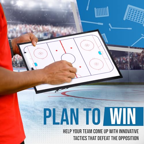 ZPU Dry Erase Coaching Board, Magnetic Coaches Clipboards, Portable Foldable Tactics Board with Dry Erase Marker Pen and Magnets – Basketball, Football, Soccer, Hockey - style: Hockey
