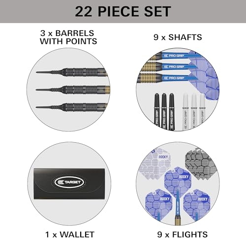 Target Darts Josh Rock Soft Tip Darts, 18G Brass Darts, | Pixel Soft Tips, Player Edition Darts with Fixed Black Plastic Tips, Professional Darts Accessories & Darts Case