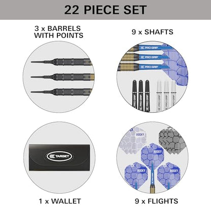 Target Darts Josh Rock Soft Tip Darts, 18G Brass Darts, | Pixel Soft Tips, Player Edition Darts with Fixed Black Plastic Tips, Professional Darts Accessories & Darts Case
