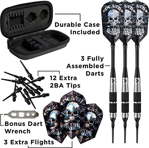 Viper Desperado 80% Tungsten Soft Tip Darts with Storage/Travel Case: Death Mark, 18 Grams - style: Coarse Knurling