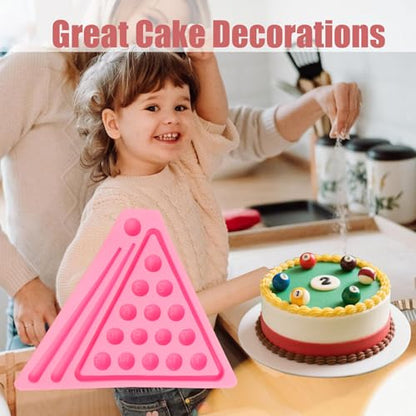 Mini Billiard Balls Set Resin Casting Mold, Pool Table Triangle Ball Rack Silicone Molds for Cake Decoration Candy Cupcake Topper Cake Polymer Clay Crafts Epoxy Resin