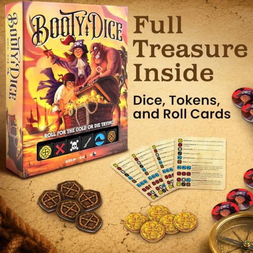 Messy Table Games Booty Dice Pirate Dice Game | Quick party night game for adults and kids, fast-paced strategy tabletop play, family entertainment ages 8+