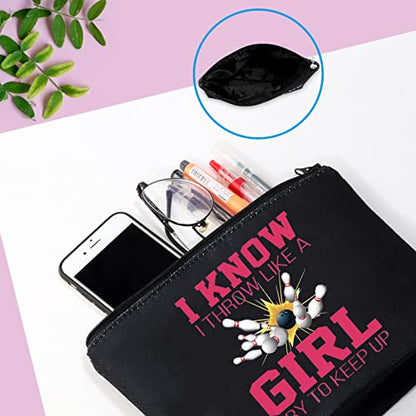 GJTIM Bowling Gift Bowling Lover Cosmetic Bag Bowling Travel Zipper Pouch for Bowling Team (Keep Up Bowling Bag)