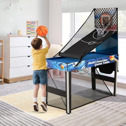 GYMAX Multi Game Table, 10 in 1 Combo Game Table Includes Table Tennis, Basketball, Soccer, Hockey, Archery, Shooting, Darts & Pinball for Home, Game Room, Friends & Family with Complete Accessories