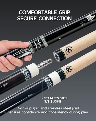 KONLLEN KL-KB Low Deflection Maple Billiards Cue Pool Cue Stick Real Wood Abalone Shell Inlay Wrapless 12.5mm Tip - color: AK-KB-1-set3