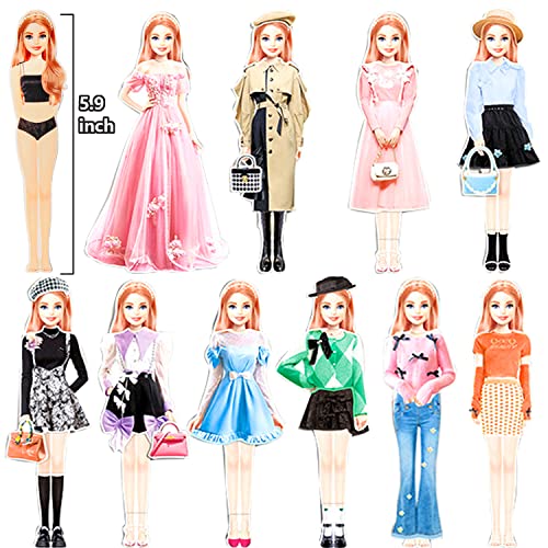 Magnetic Princess Dress Up Paper Doll Pretend Play Toys Magnet People Clothes Puzzles Game for 3+ Year Old Girls Toddler,Preschool Learning Created Imagine Set Birthday Gift (C Set) - style: C Set