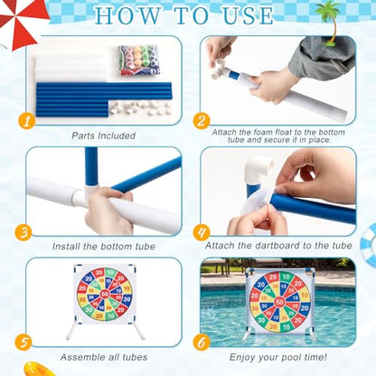 Pool Dart Game Set 24" Large Pool Game Toys Swimming Floats Dart Board with Sticky Balls Swimming Water Indoor Outdoor Beach Yard Playset, Summer Family Fun Party Birthday Gift