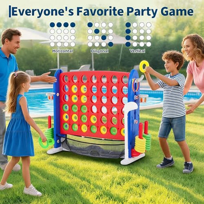GarveeLife 4 in a Row Tabletop Game, 3.6 Ft 4 to Score Game for Kids & Adults, Indoor/Outdoor Family Yard, Portable Giant 4 Row Game with Carrying Bag for Home, Picnic & Travel, 4-in-1 Version