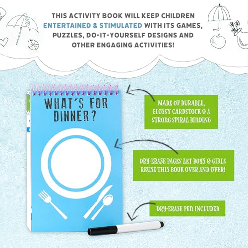 Squirrel Products Mom, I'm Bored Children's Activity Book, Fun Reusable Dry Erase Toy - Roadtrip Essentials, Word Games, Screen Free Activites for Kids Ages 3 and Up - Original Version