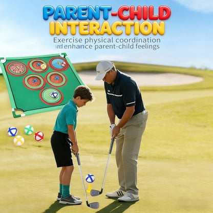 Golf Training Game Set, Sticky Golf Pong MatWith 20 Balls and 6 Adjustable Targets Featuring 3 Play Modes for Indoor Outdoor Chipping Practice Fun and Skill Improvement