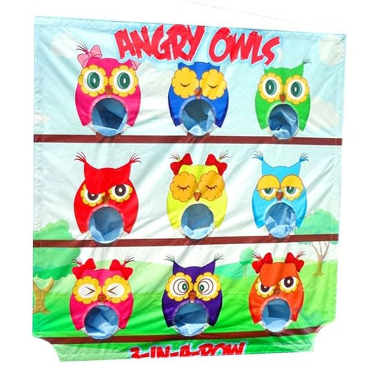TentandTable Replacement Air Frame Game Panel | Ball and Bean Bag Toss Panel with Net | Use with Air Frame Game | for Backyards, Carnivals, Schools, Birthday Parties - color: Angry Owls