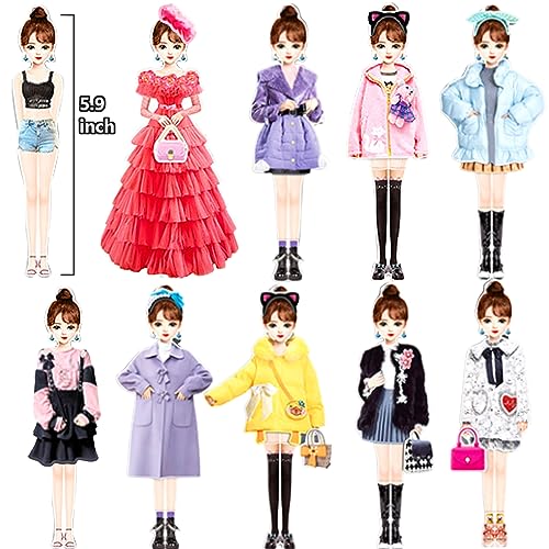 Magnetic Princess Dress Up Paper Doll Pretend Play Toys Magnet People Clothes Puzzles Game for 3+ Year Old Girls Toddler,Preschool Learning Created Imagine Set Birthday Gift (G Set) - style: G Set