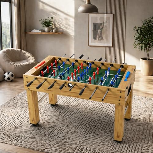 54 Inch Full Size Foosball Table for Adults Office or Game Room - Includes 2 Balls, 2 Cup Holders - Choose Color