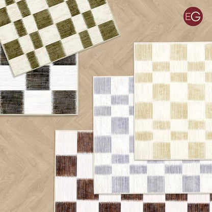 EVERGRACE Checkered Plaid Area Rug - Soft Faux Wool, 9x12, Washable, Anti Slip, Large, for Entryway, Bedroom, Living Room, Hallway, Kitchen, Dining Room and Laundry, Beige - color: Beige, size: 9' x 12' (Rectangular)